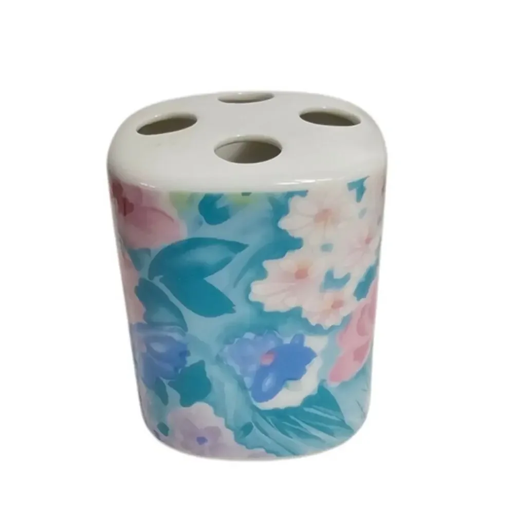 Vintage Mervyns Watercolor Floral Toothbrush Holder 90s